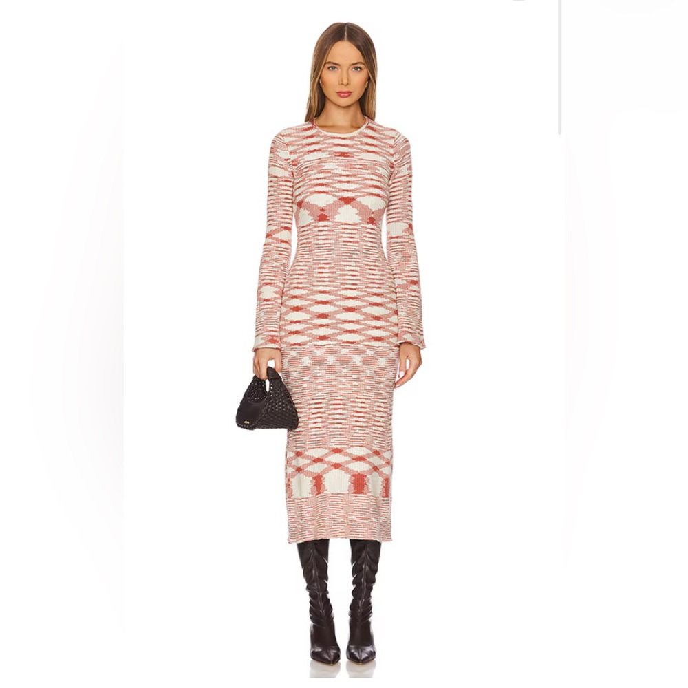 Simon Miller Axon Knit Dress in Rust & Rice Flour Multi, Size Small
